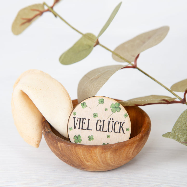 24 Glücksbringer Viel Glück Holztaler Ø 4 cm Geschenk Silvester 2026 - Foto 3