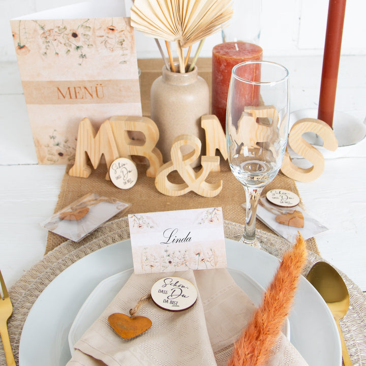 10 Gastgeschenke Herz mit Karte Rostbraun Boho - Foto 5