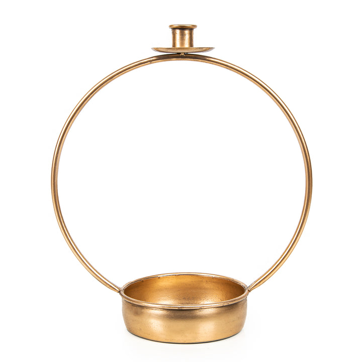 Edler Kerzenständer aus Metall mit Dekoschale Gold 33 cm - Foto 1