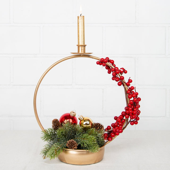 Edler Kerzenständer aus Metall mit Dekoschale Gold 33 cm - Foto 2