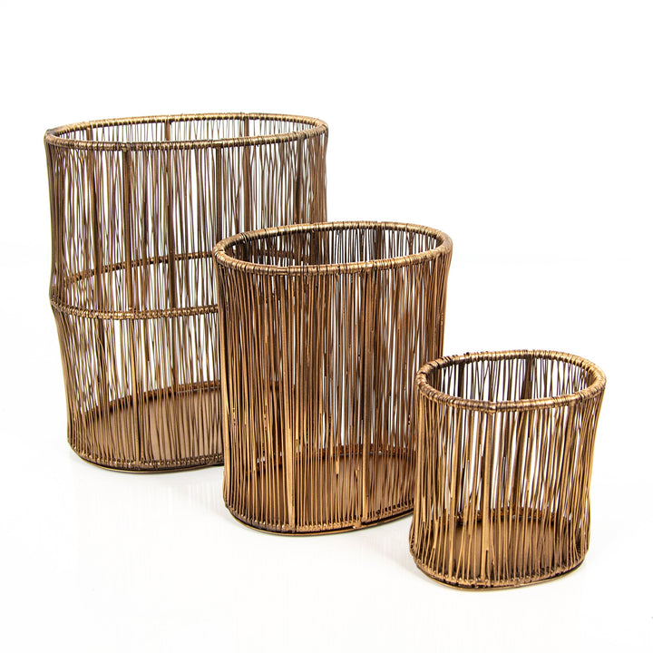 Boho Kerzenhalter Set Gold filigran in 3 Größen 9,5-17 cm - Foto 1