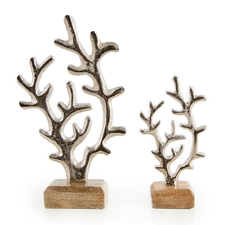 Korallen Figuren Set Silber Metall 2 Dekoration 18-24 cm - Foto 1
