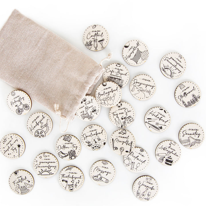 24 Gutscheine Set Erlebnisgutschein Holztaler Ø 4cm Geschenk - Foto 1
