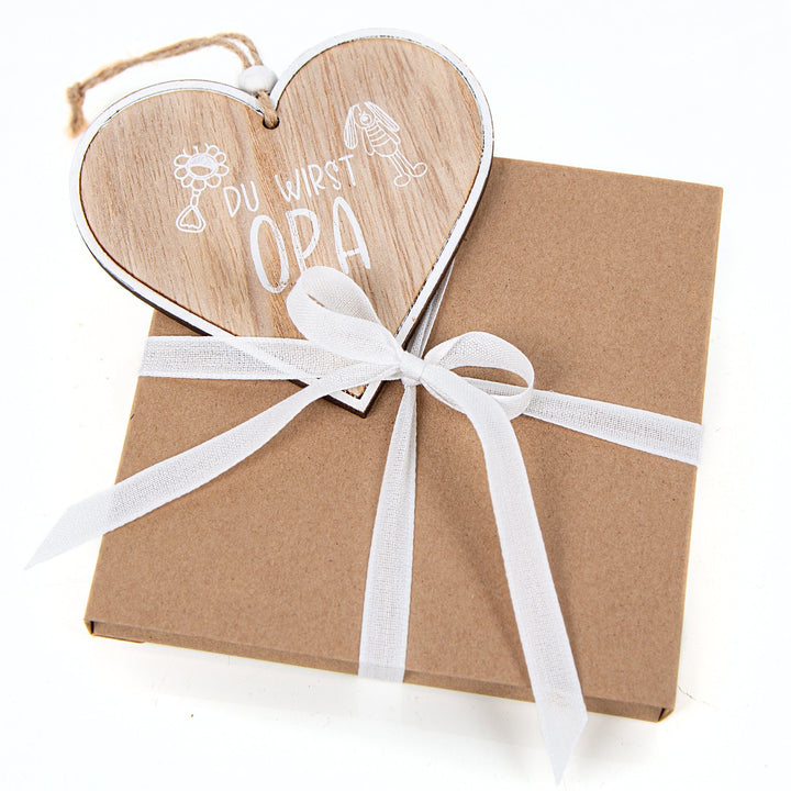 Du wirst Opa Geschenk Schwangerschaft Holzherz Baby Überraschung Großeltern - Foto 2