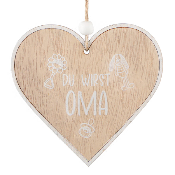 Du wirst Oma Holzherz Schwangerschaft Geschenk Großeltern Baby Überraschung - Foto 1