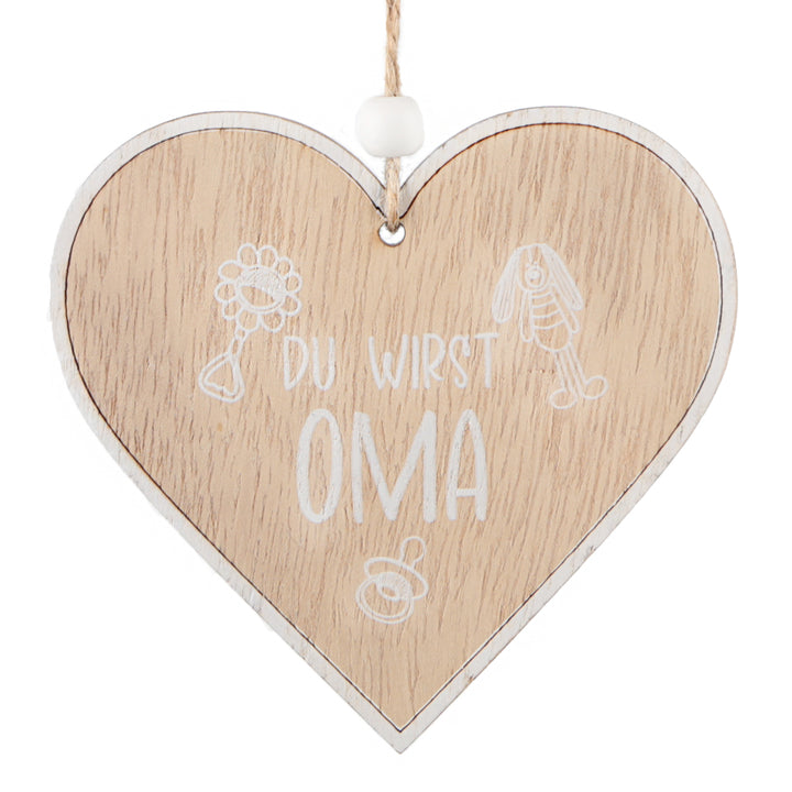 Du wirst Oma Holzherz Schwangerschaft Geschenk Großeltern Baby Überraschung - Foto 1