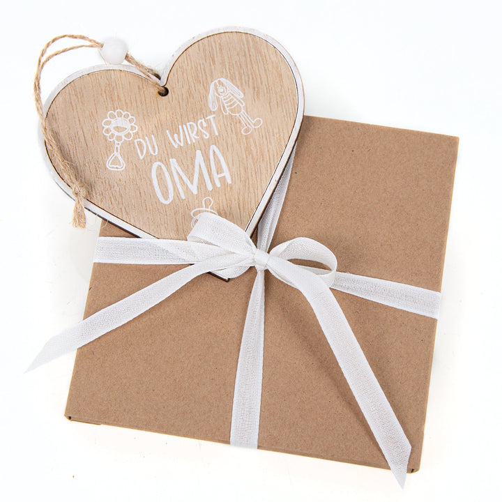 Du wirst Oma Holzherz Schwangerschaft Geschenk Großeltern Baby Überraschung - Foto 2