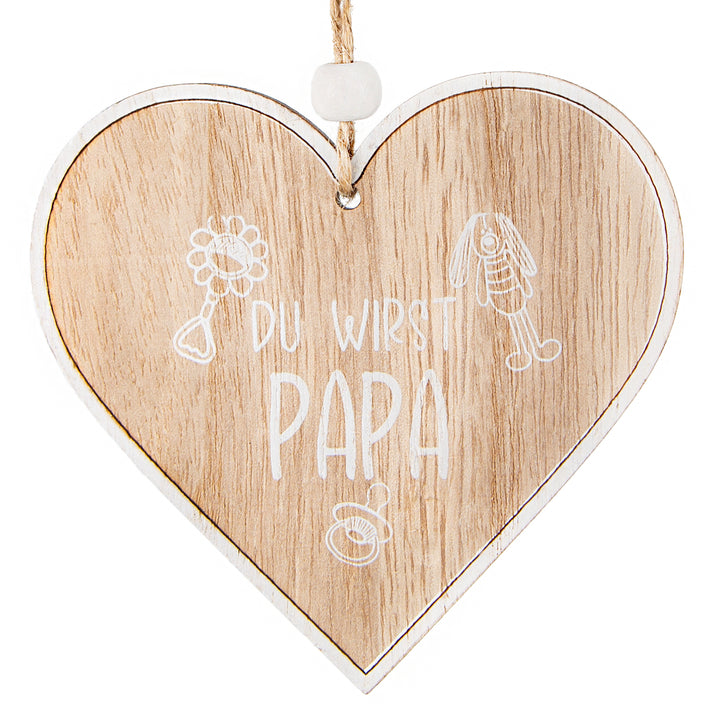 Du wirst Papa Schwangerschaft verkünden Holzherz Geschenk für werdenden Vater - Foto 1