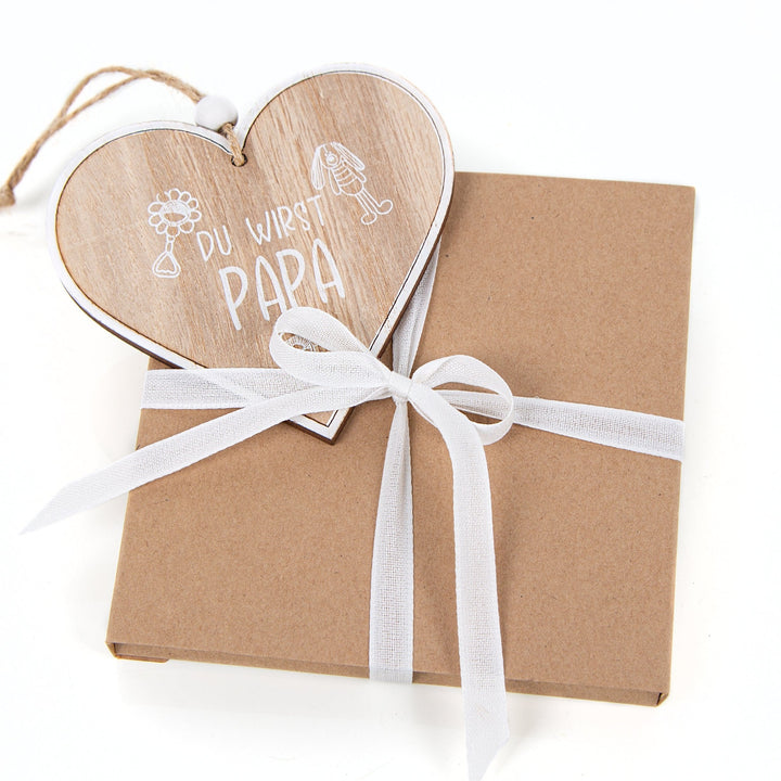 Du wirst Papa Schwangerschaft verkünden Holzherz Geschenk für werdenden Vater - Foto 2