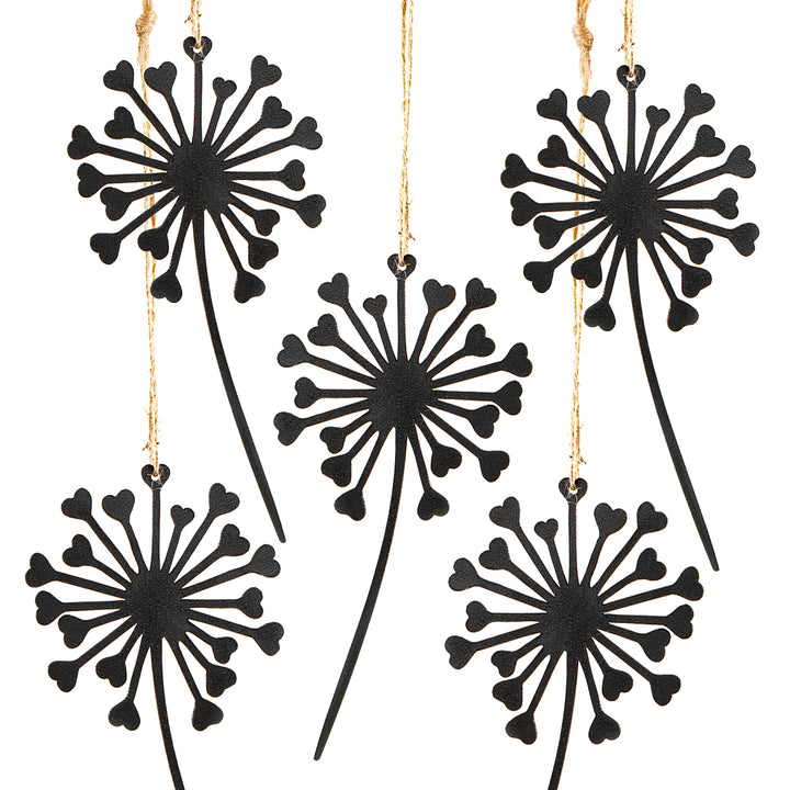 5 Pusteblumen zum Aufhängen schwarz aus Holz Geschenkanhänger 15 cm - Foto 1