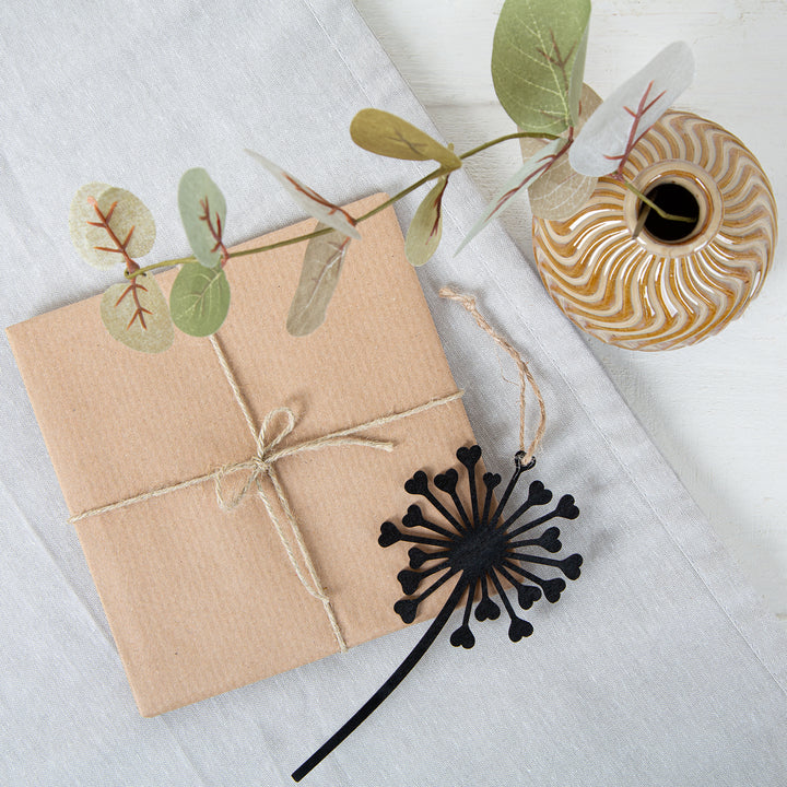 5 Pusteblumen zum Aufhängen schwarz aus Holz Geschenkanhänger 15 cm - Foto 2