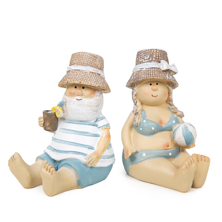 Urlauber Paar Dekofigur Mann & Frau Strandurlaub Bad Deko maritim 8,5 cm - Foto 1