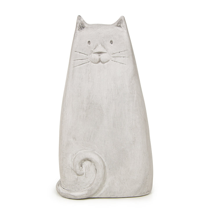 Große Katze 30 cm Deko Figur aus Keramik grau Beton-Optik Dekokatze - Foto 1