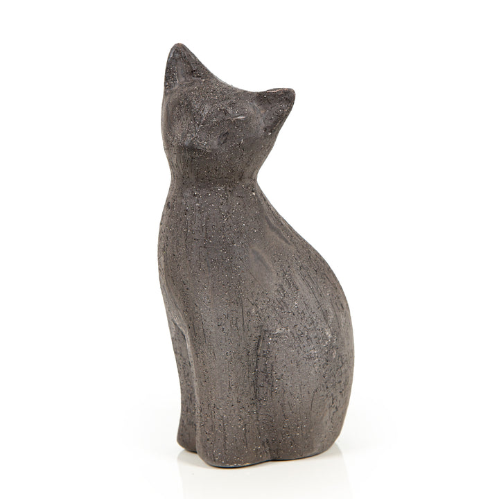 Schwarze Katze Dekofigur aus Keramik - zum Hinstellen 22 cm Katzendeko - Foto 1