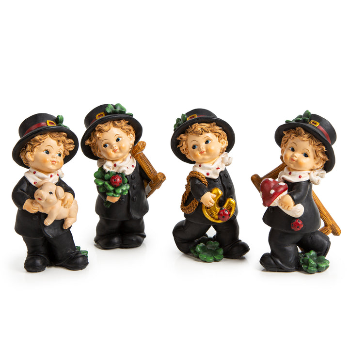4 Schornsteinfeger Figuren 10 cm - Glücksbringer mit Glückssymbolen - Foto 1