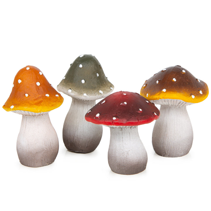 4 Pilz Figuren bunte Waldpilze Herbstdekoration Wald Herbst Deko 5 x 7 cm - Foto 1