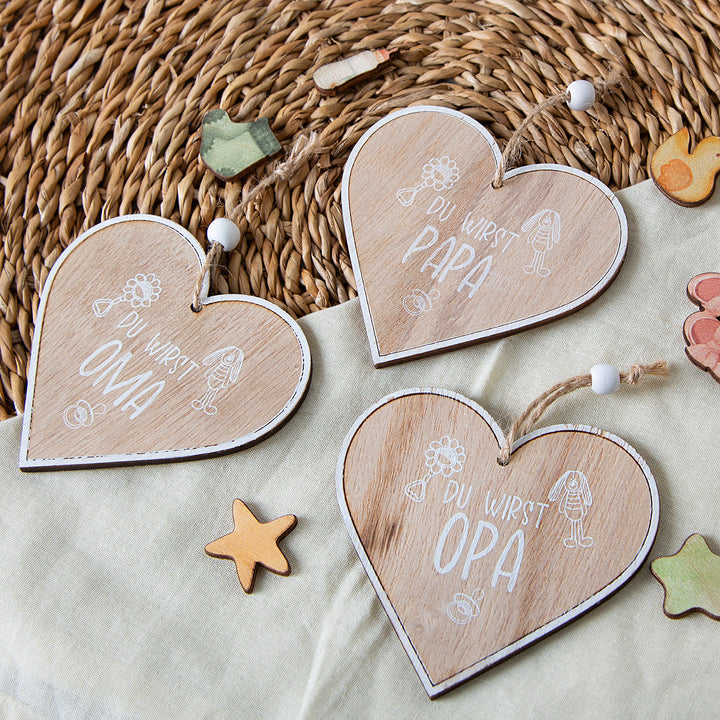 Du wirst Papa Schwangerschaft verkünden Holzherz Geschenk für werdenden Vater - Foto 4
