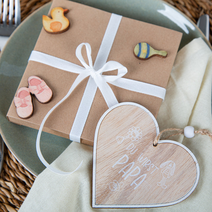 Du wirst Papa Schwangerschaft verkünden Holzherz Geschenk für werdenden Vater - Foto 3