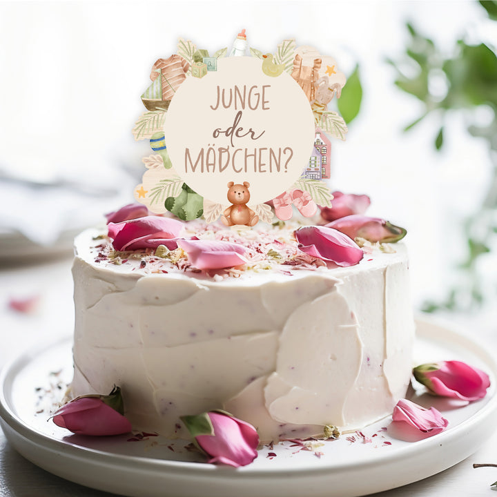 Gender Reveal Party Deko Caketopper Tortendeko für Babyparty Junge oder Mädchen - Foto 2