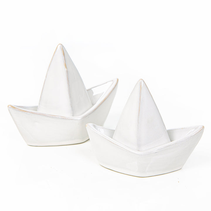 Segelboot Figuren Set Porzellan weiß glänzend edle Maritime Dekoration 14 cm - Foto 1