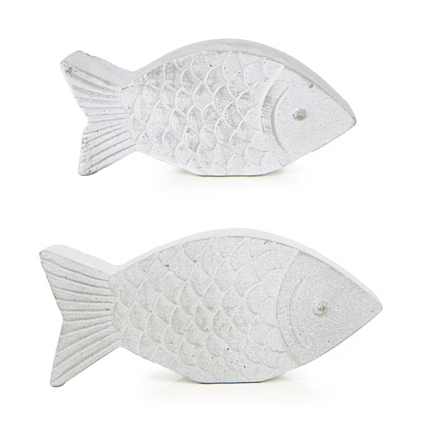 Fische Figuren grau aus Beton modern Dekofische Maritime Deko 16-20 cm - Foto 1