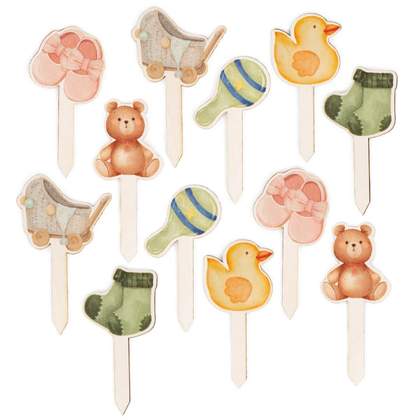 12 Babyparty Cupcake Topper Muffinstecker Kuchen Deko - Foto 1