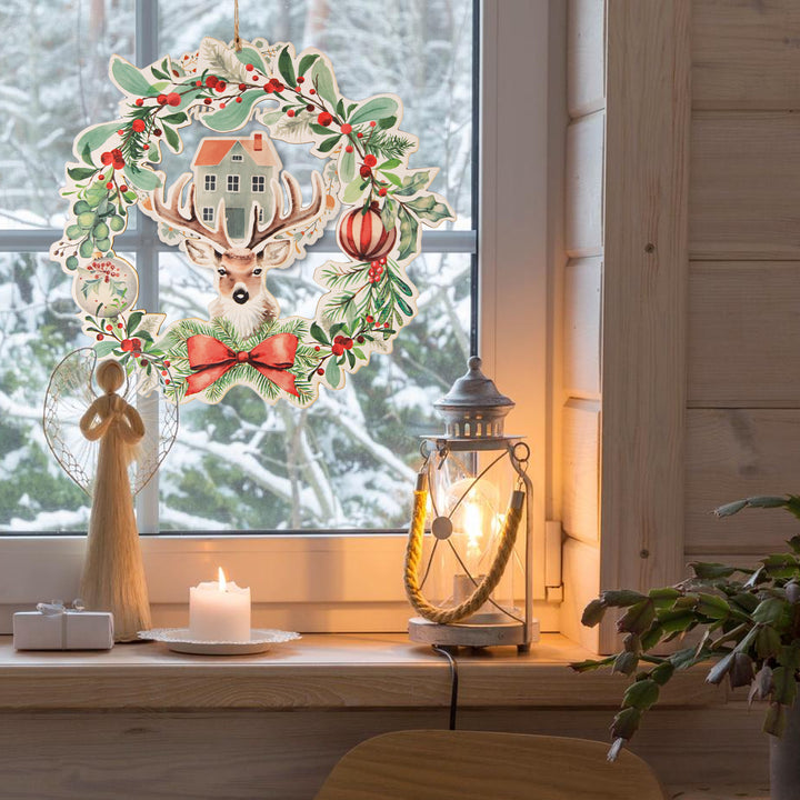 Weihnachtskranz für Tür & Wand Hirsch Mistel Ø 29 cm - Foto 3