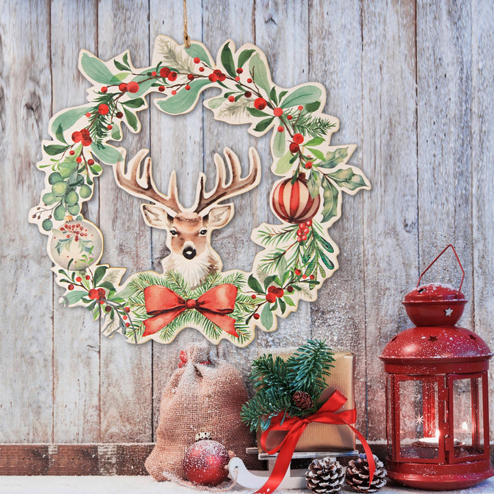 Weihnachtskranz für Tür & Wand Hirsch Mistel Ø 29 cm - Foto 4