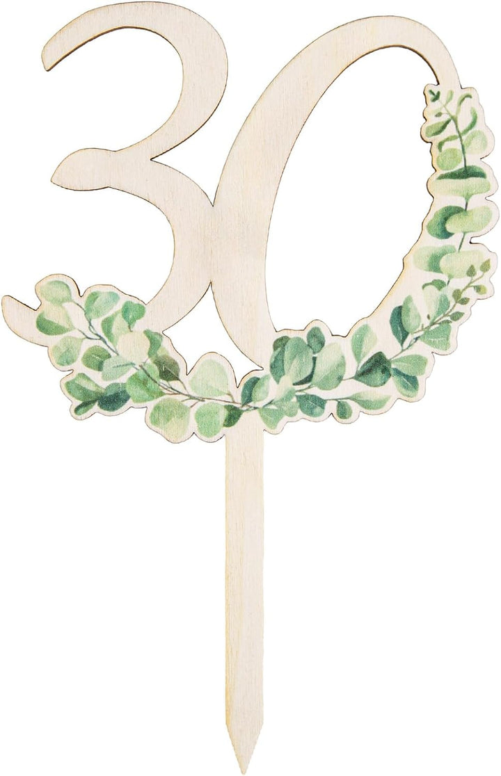 50. Geburtstag Cake Topper - Holzstecker Eukalyptus Deko  18 cm