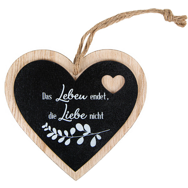 Schwarzes Herz mit Trauerspruch - Holzherz 12 cm - Foto 1