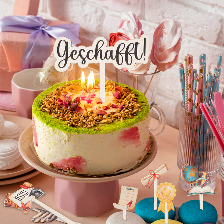 Geschafft Cake Topper Prüfung bestanden Schulabschluss Tortendeko - Foto 2