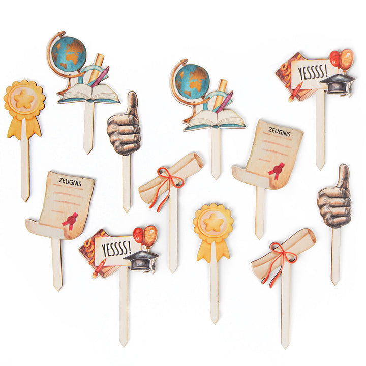 12 Muffinstecker Schulabschluss Abitur Tortendeko 10 cm - Foto 1