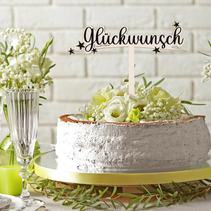 Glückwunsch Cake Topper Tortendeko Holzstecker - Foto 2