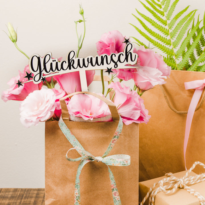Glückwunsch Cake Topper Tortendeko Holzstecker - Foto 3