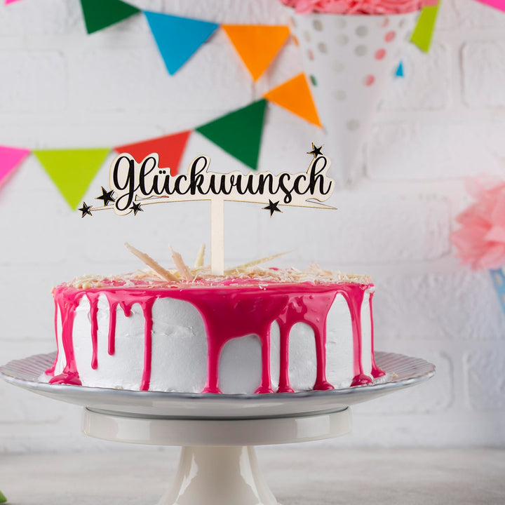 Glückwunsch Cake Topper Tortendeko Holzstecker - Foto 4