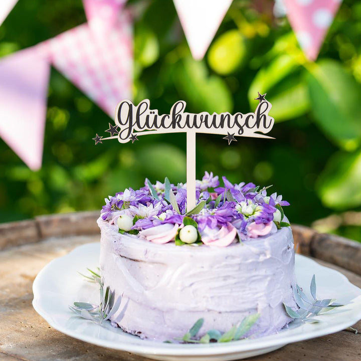 Glückwunsch Cake Topper Tortendeko Holzstecker - Foto 5