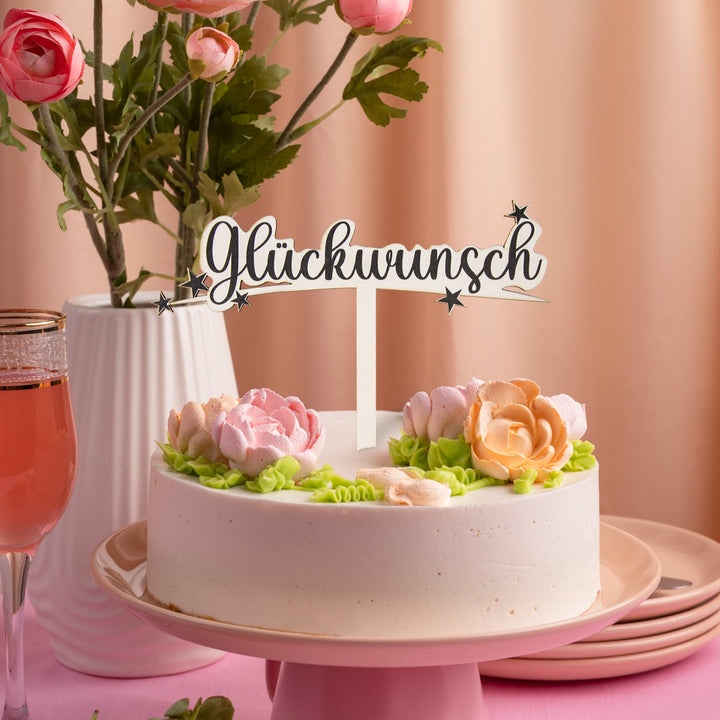 Glückwunsch Cake Topper Tortendeko Holzstecker - Foto 6
