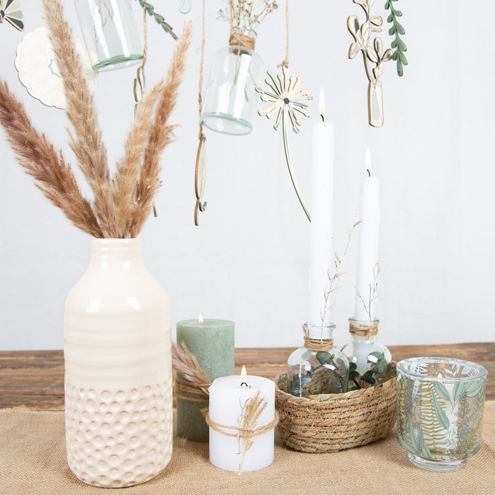 Keramik Vase Boho für Trockenblumen cremefarben 23 cm - Foto 2