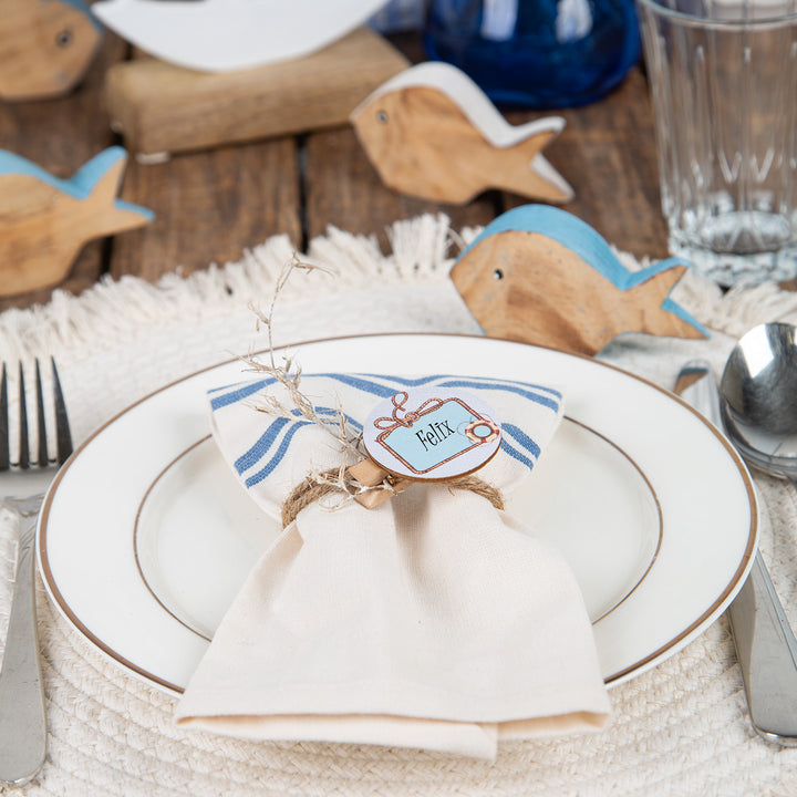 4 kleine Holzfische - Fischschwarm aus Holz 4 Farben weiß 9,5 cm - Foto 3