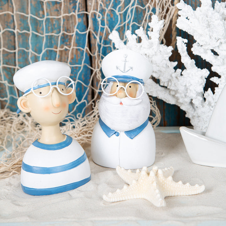 2 Maritime Figuren Matrose + Kapitän Set blau weiß 12 cm - Foto 2