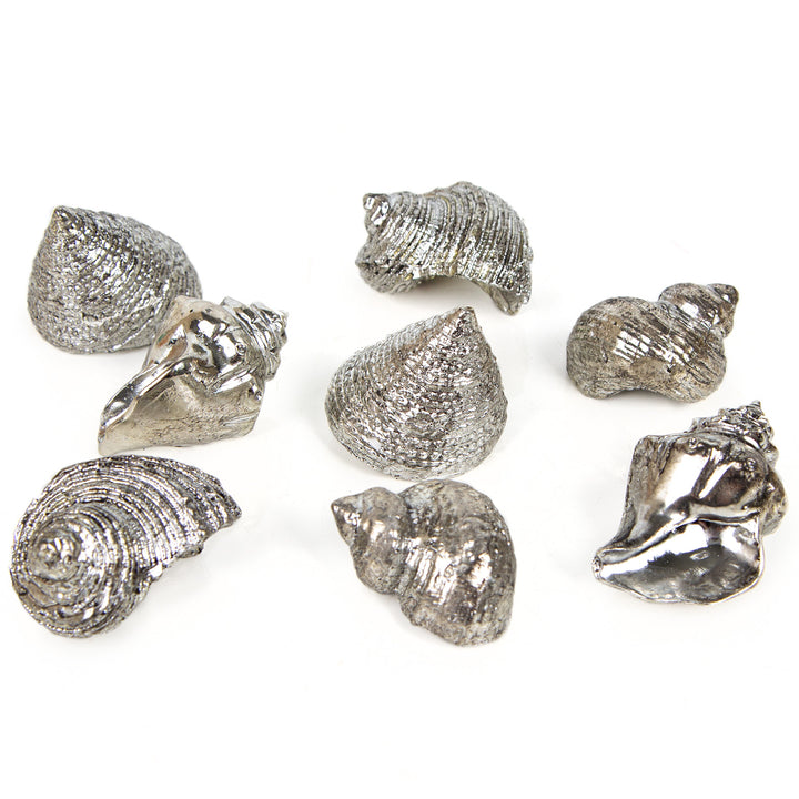 8 silberfarbene Muscheln 4 cm kleine Dekomuscheln Silber - Foto 1