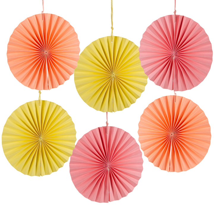 6 große Papierblumen mit Magnet Party Deko Garten 15 cm pink rosa gelb - Foto 1