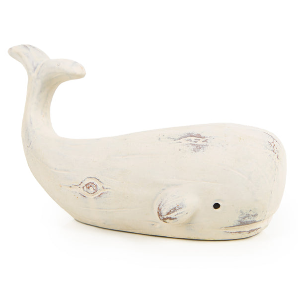 Wal Figur weiß creme Terrakotta - Meeresdeko Badezimmer 13,5 cm - Foto 1
