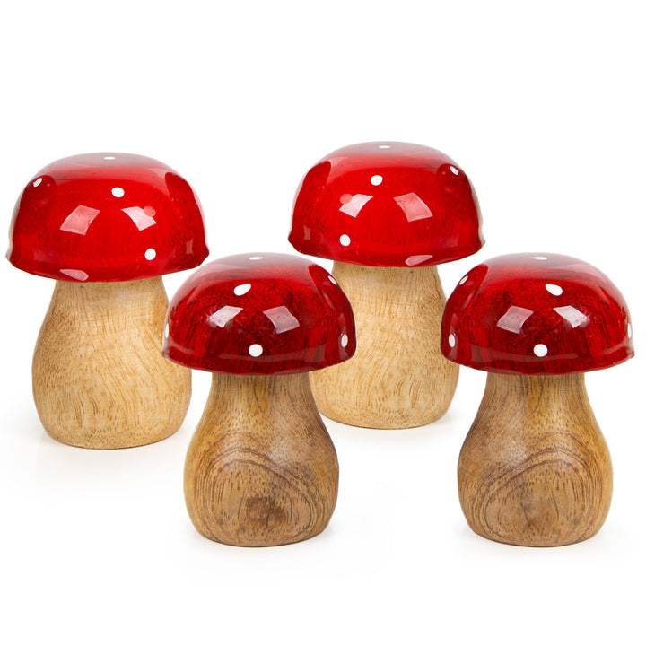 4 Fliegenpilze Dekofiguren - Herbst Dekoration rot weiß braun 7 cm - Foto 1