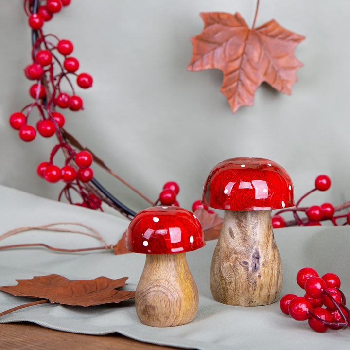 4 Fliegenpilze Dekofiguren - Herbst Dekoration rot weiß braun 7 cm - Foto 3