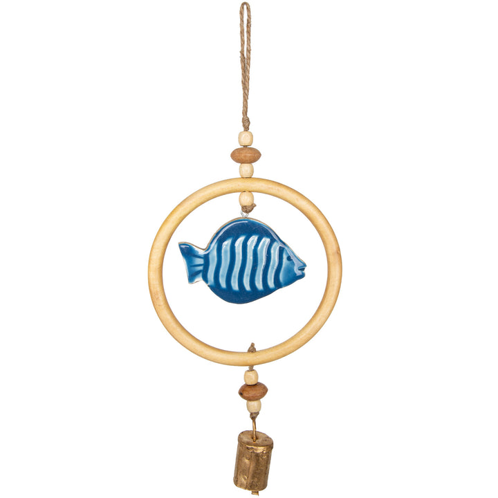 3-TLG. Deko Set maritim blau braun Sommerdeko Fisch Seestern Seepferdchen Fischernetz Dekoration mit Schnur 38 cm - Foto 3
