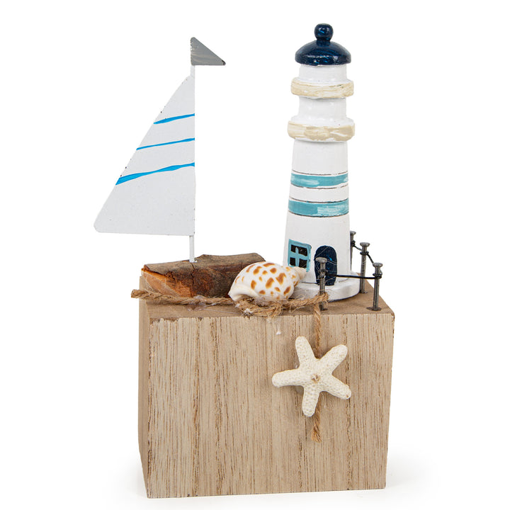 Leuchtturm Deko Figur maritimes Dekoobjekt Segelboot Sommerdeko Badezimmer 16 cm - Foto 1