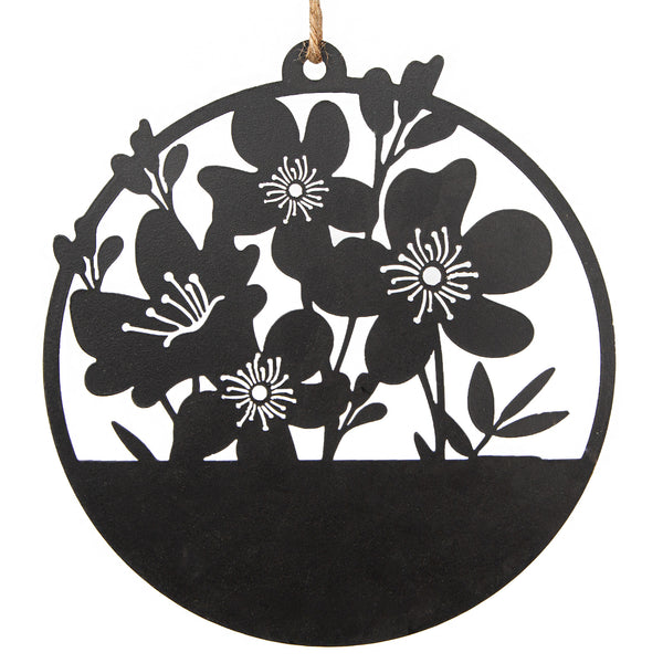 Kranz mit Blumen aus Metall Frühling Dekoration für Fenster & Tür Ø 19 cm - Foto 1