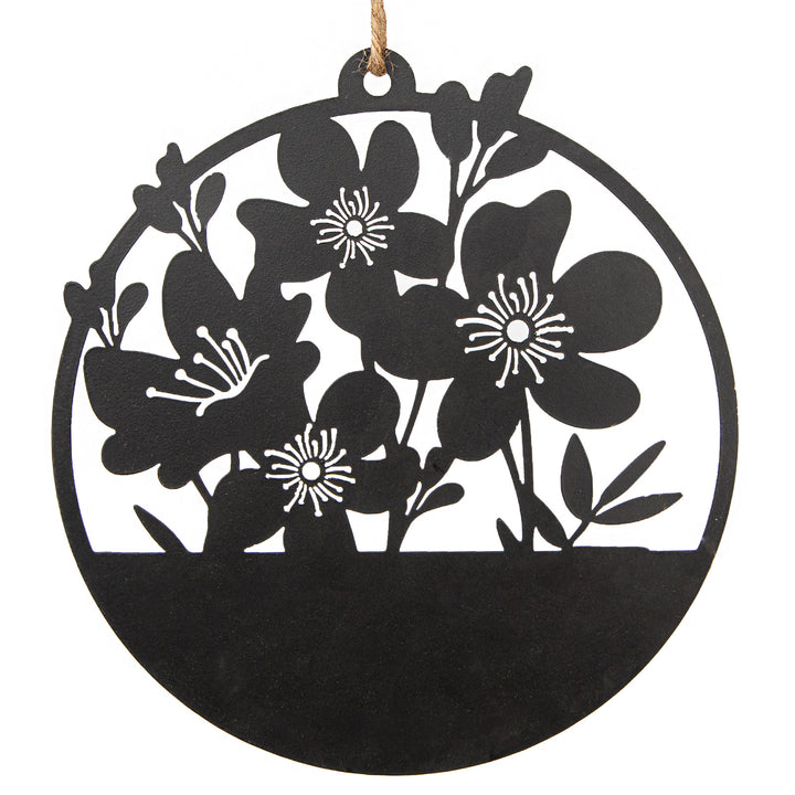 Kranz mit Blumen aus Metall Frühling Dekoration für Fenster & Tür Ø 19 cm - Foto 1