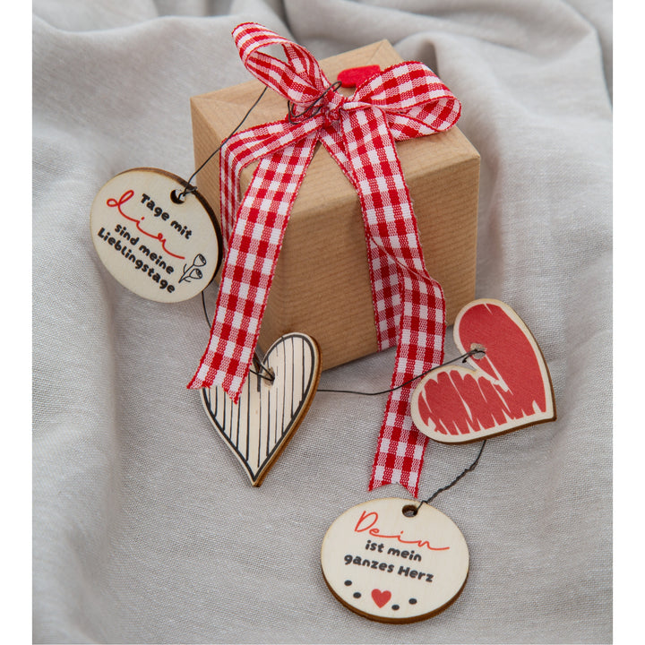 Geschenk 24 Herzen aus Holz mit Sprüchen Geschenk für Lieblingsmensch 4 cm - Foto 2